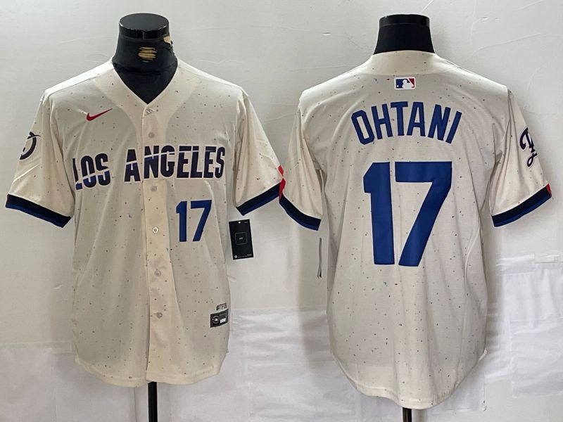 Men Los Angeles Dodgers #17 Ohtani Cream Fashion Nike Game MLB Jersey style 67->los angeles dodgers->MLB Jersey